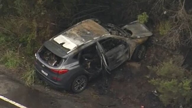 The major highway remained closed in both directions four hours after the crash. Picture: 9News