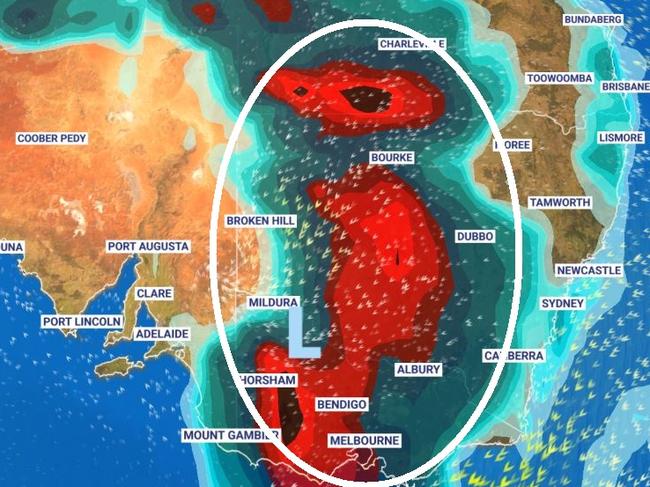 A second rain band is heading to the east. Picture: Sky News Weather.