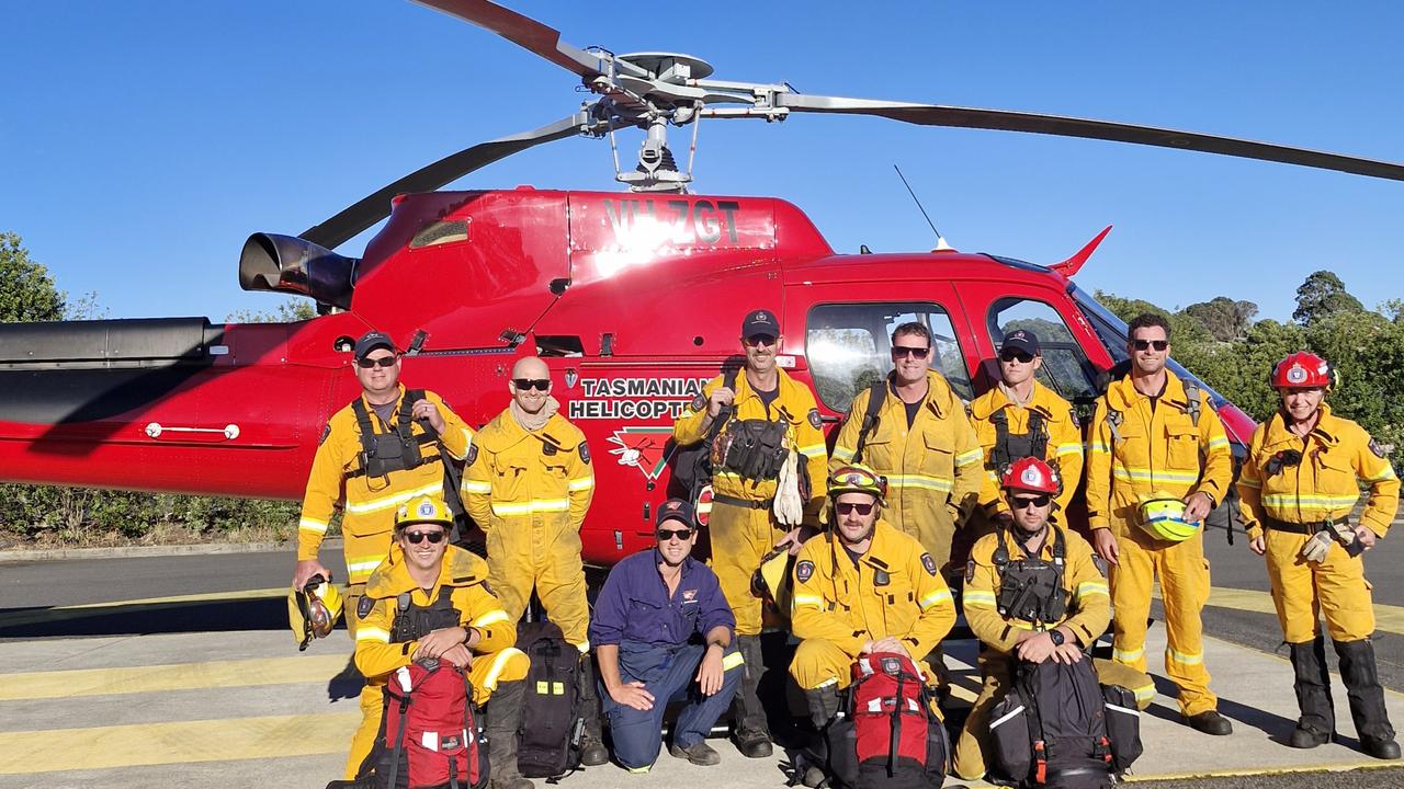 Tasmania Fire Service members from the remote area team involved with the West Coast bushfires. Picture: Tasmania Fire Service