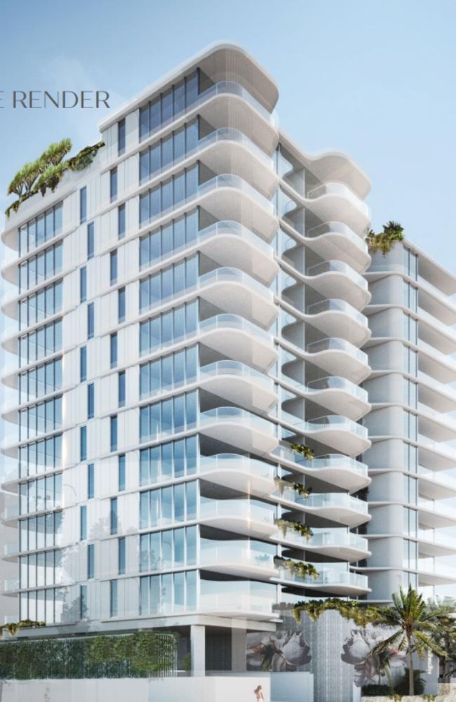 Artist impressions of a new tower planned for Kirra on Miles Street.