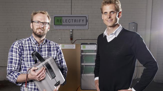 Relectrify co-founders Daniel Crowley and Valentin Muenzel at their Southbank workshop. Picture: Daniel Pockett