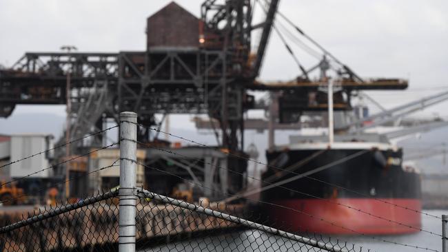 A ship berthed at the Port Kembla steelworks in Wollongong, Monday, March 12, 2018. Picture AAP