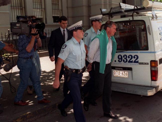 Coulston being led into court in Melbourne in 1993. Picture: NewsCorp