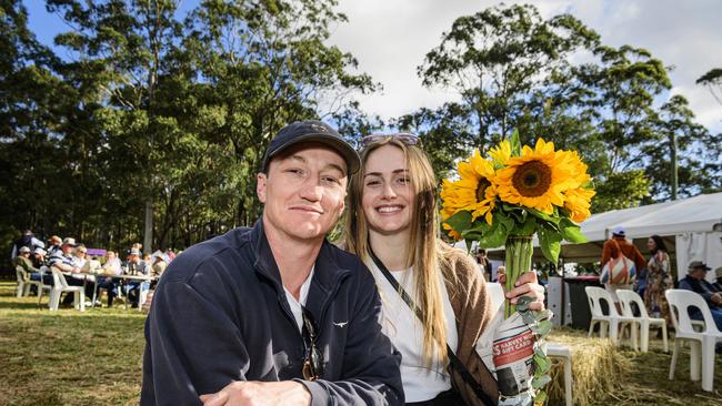 Jacob Shone and Felicity Smith enjoy the live music at the Hampton Festival, Saturday, May 17, 2025. Picture: Kevin Farmer