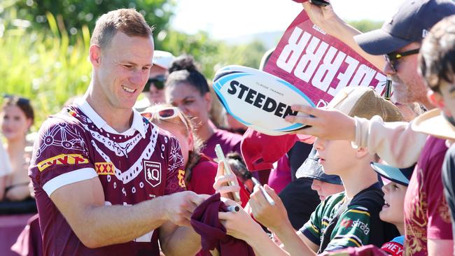 Daly Cherry-Evans signs autographs with Queensland fans. Picture Lachie Millard