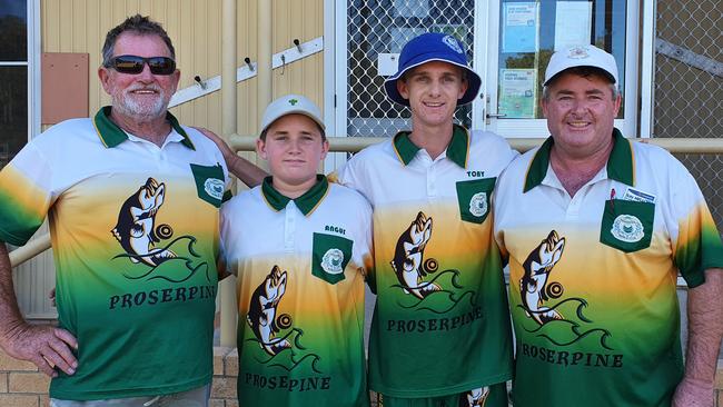 Proserpine Bowls Club B-Grade Fours Champions Steve Summers, Angus Craig, Toby Craig and Marcus Craig. Photo: Contributed