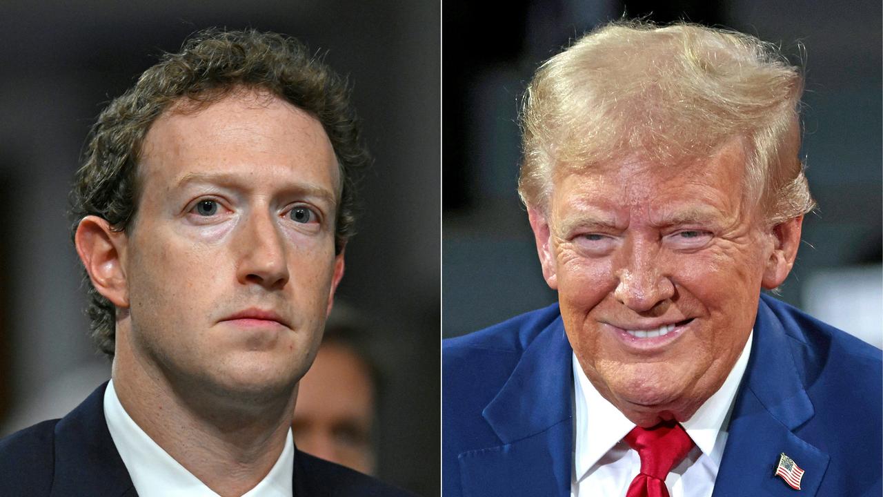 Meta CEO Mark Zuckerberg and President Donald Trump. Picture: AFP