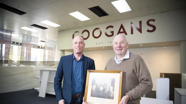 Coogans chief executive Chris Brown — whose great great grandfather started the business over a century ago — with chairman John McClea. Picture: RICHARD JUPE