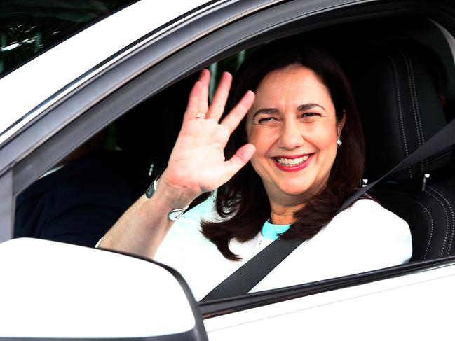 Premier Annastacia Palaszczuk at Government House after winning government outright in 2017.