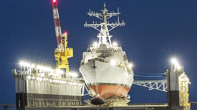 The launch of Arleigh Burke-class Flight III guided missile destroyer, the future USS Jack H. Lucas (DDG 125) in Virginia, US, in June 2021. Picture: Huntington Ingalls Industries