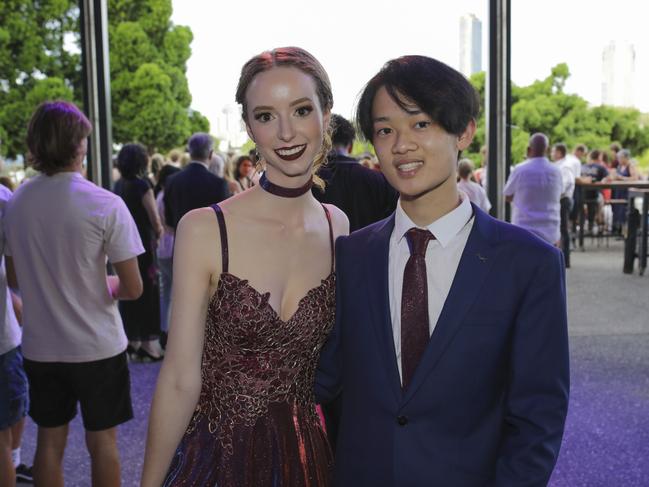Annie Stone and Sean Xu at the Coomera Anglican College Formal at HOTA. Picture: Marcelo Lang.