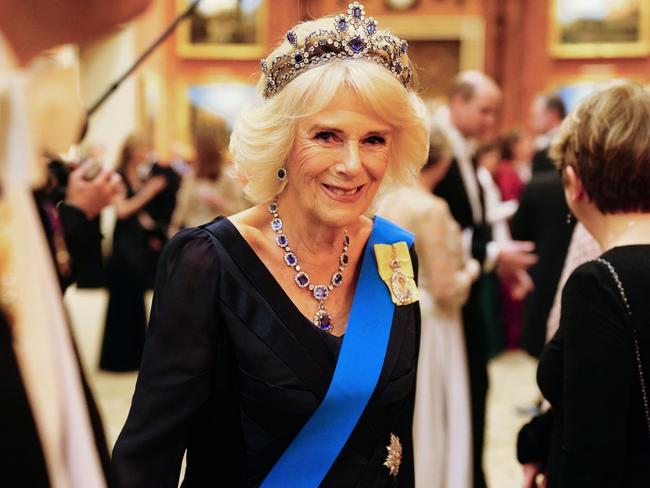 Camilla, Queen Consort wore the late Queen’s tiara. Picture: Getty