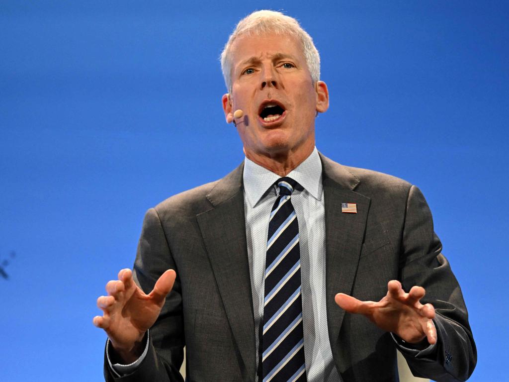 The secretary of energy of Unites States, Chris Wright, delivers a speech in the framework of the Ceraweek by S&amp;P Global energy conference in Houston, Texas. Picture: AFP