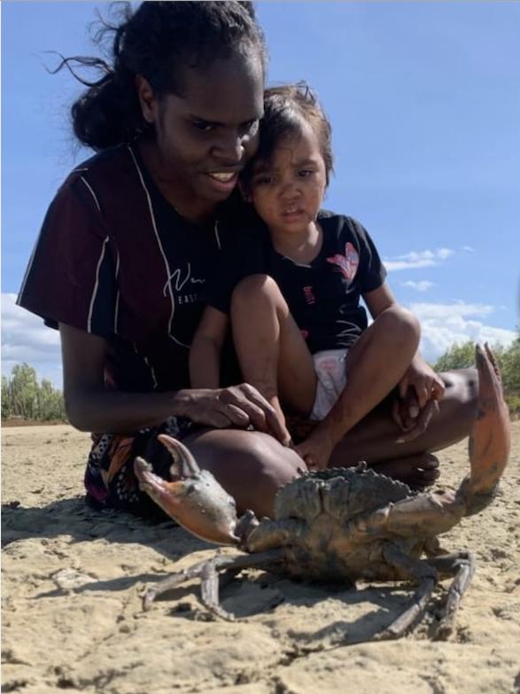 Tarlisa Gaykamangu pictured with her sister, Paula, in Milingimbi, East Arnhem Land.