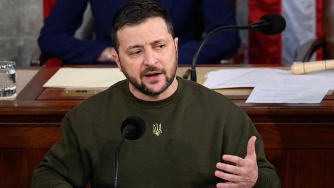 Ukrainian President Volodymyr Zelensky addresses the US congress last week. Picture: AFP