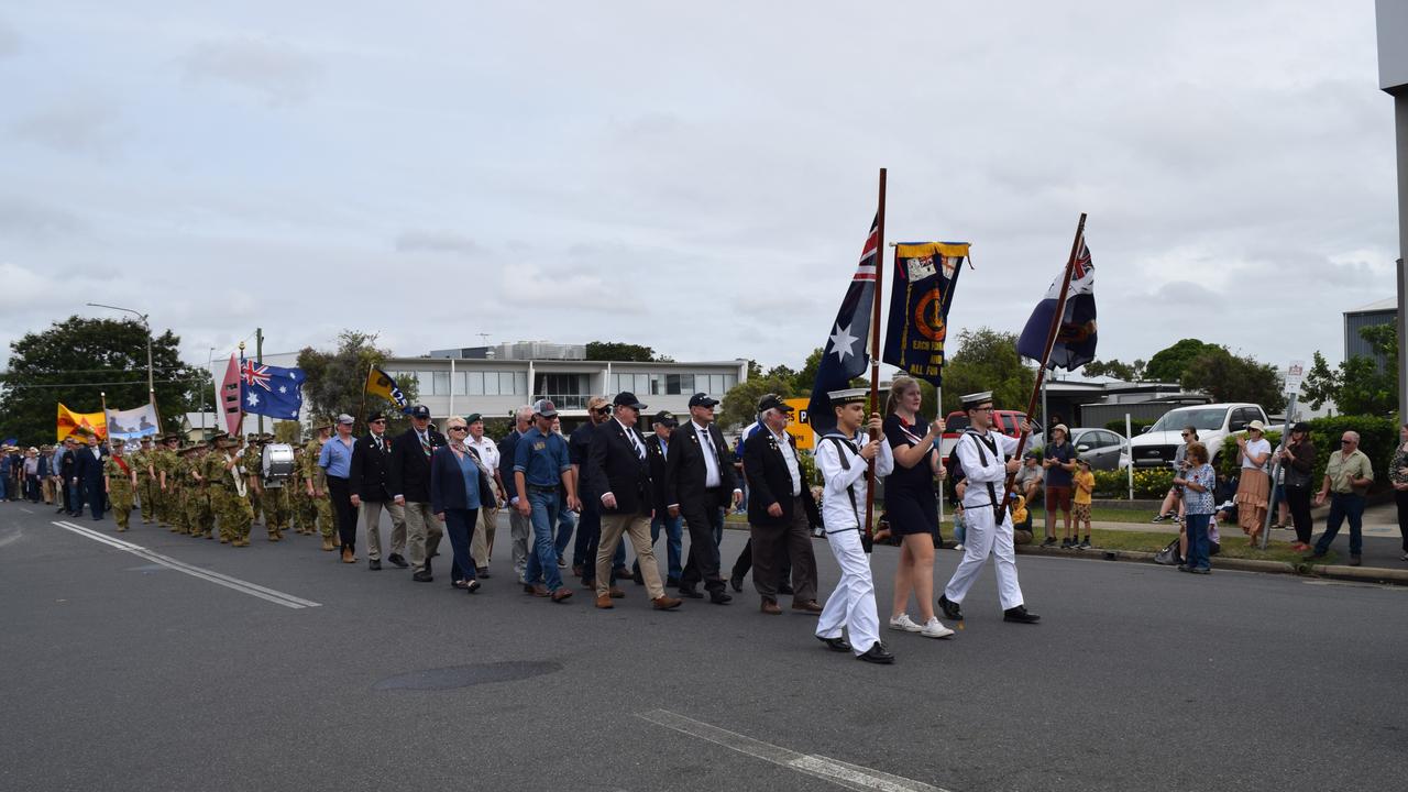 Servicemen in the Rockhampton ANZAC day march.