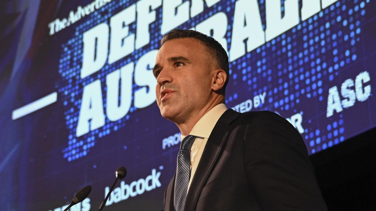 Premier Peter Malinauskas addressing the Defending Australia event at the Australian War Memorial, Canberra. Picture: NCA NewsWire / Martin Ollman