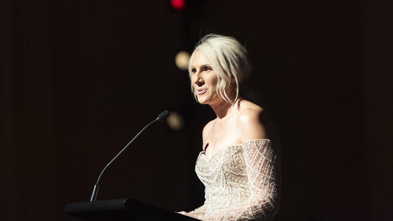 St Andrew's Toowoomba Hospital CEO Linda Jorgensen speaking at the hospital ball held at The Empire to mark the start of a new era on Friday, November 1, 2024. Picture: Kevin Farmer