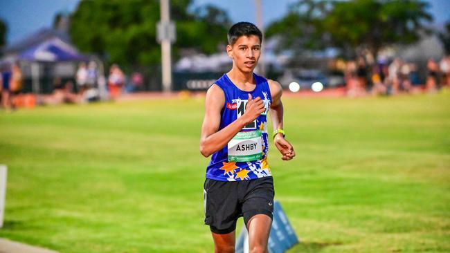 Myles Ashby in the Men's 3000 metre race walk. Photo: James Constantine