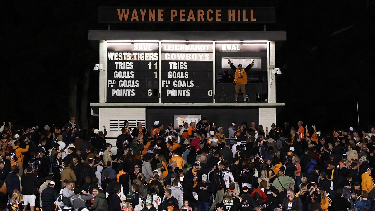 SYDNEY, AUSTRALIA - MAY 20: A general view of the crowd during the round 12 NRL match between Wests Tigers and North Queensland Cowboys at Leichhardt Oval on May 20, 2023 in Sydney, Australia. (Photo by Matt King/Getty Images)
