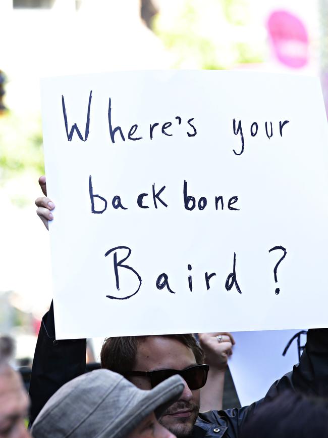 One of the anti-government signs in Martin Place today. Picture: Adam Yip/ The Daily Telegraph