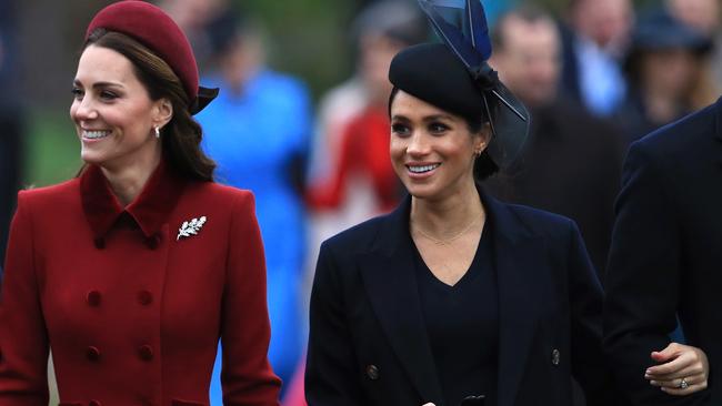 Despite relentless negative stories of a fed between Meghan and Kate, the pair were all smiles together at Christmas. Picture: Getty Images