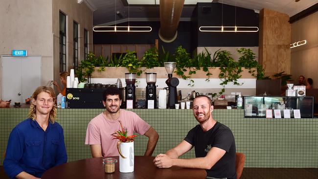 HeyDays on Flinders Street have opened their doors, staff Max O'Connor, Calvin Bromham and Ryan Toleman. Picture: Shae Beplate.