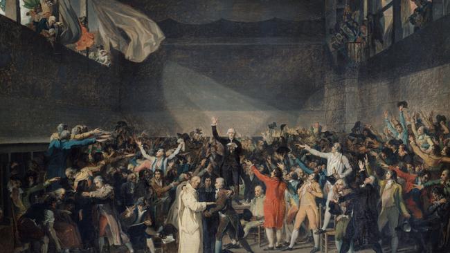 The Tennis Court Oath, Jacques-Louis David’s pen-and-ink sketch of the June 20, 1789 meeting where more than 600 deputies of the Estates-General to create a new constitution for France.