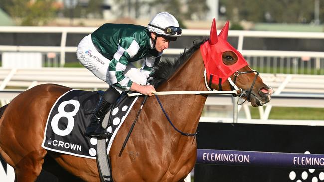 MELBOURNE, AUSTRALIA - SEPTEMBER 14: James McDonald riding Via Sistina to the start of Race 8, the Crown Makybe Diva Stakes - Betting Odds during Melbourne Racing at Flemington Racecourse on September 14, 2024 in Melbourne, Australia. (Photo by Vince Caligiuri/Getty Images)