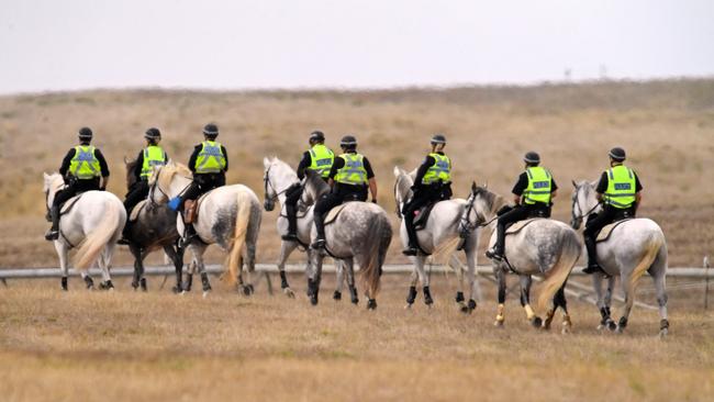 Police search the area in Meningie. Picture: Tom Huntley