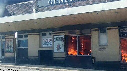 A fire broke out at the General Gordon Hotel. Picture: 9 News