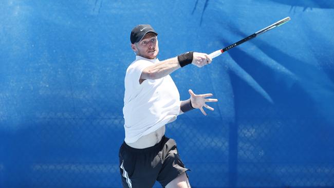 Blake Mott competes in the ITF Cairns International #2 tennis tournament, held at the Cairns International Tennis Centre. Picture: Brendan Radke