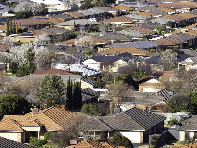 Looking down on suburbs of Albury - rural NSW