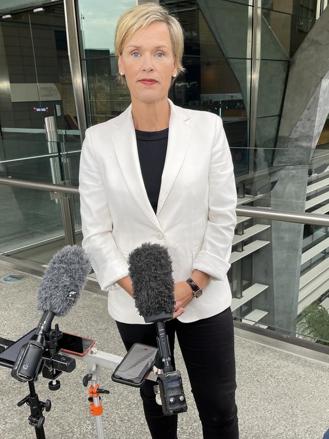 Shadow Minister ICT, Science and Technology Jen Butler speaking on the Tasmanian Government education department data leak on Friday, April 7, 2023. Photo: Sue Bailey