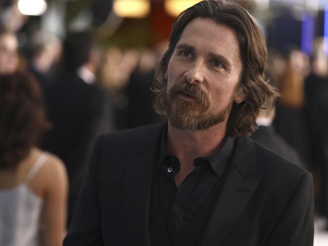 No tie for Christian Bale. Picture: AP