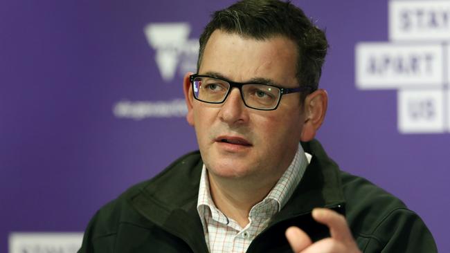 Victorian Premier Daniel Andrews speaks to the media yesterday. Picture: NCA NewsWire / David Crosling