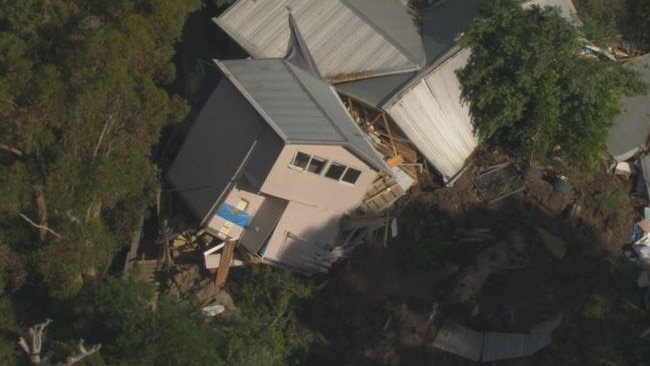 The house collapsed in an apparent landslide. Picture: 9News