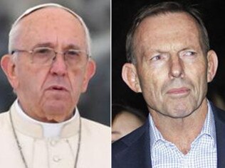 The Pope, left, and former PM Tony Abbott have a difference of opinions on climate change.