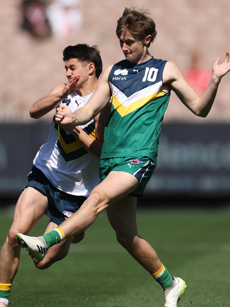 Tom McGuane in action on grand final day. Picture: Daniel Pockett/AFL Photos/via Getty Images.
