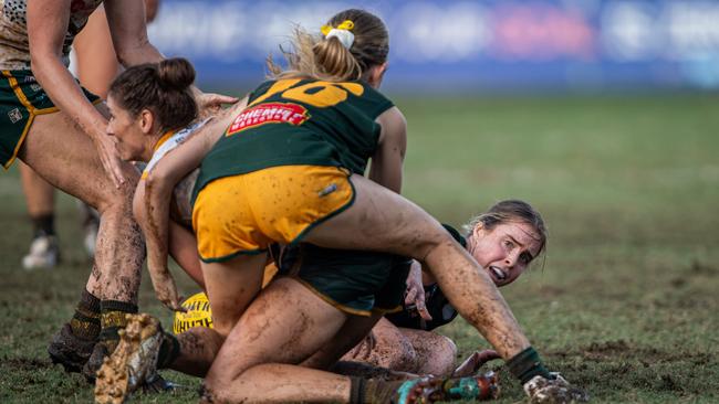 Jo Miller in the 2023-24 NTFL Women's Grand Final between PINT and St Mary's. Picture: Pema Tamang Pakhrin
