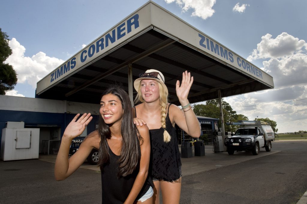 Penny Razavi and Amelie Boese and are turning heads on the Warrego Highway. Photo Nev Madsen / The Chronicle. Picture: Nev Madsen