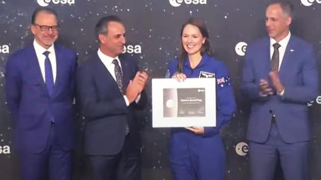 Katherine Bennell-Pegg graduating from the European Space Agency astronaut training course in Germany – she is the first to do so under the Australian flag and could go on to become our first female astronaut in space. Picture: European Space Agency