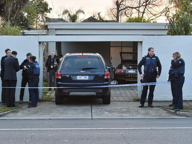 Police investigate after two bodies were discovered in a house at 81 Princess Street, Kew. Picture: Jake Nowakowski