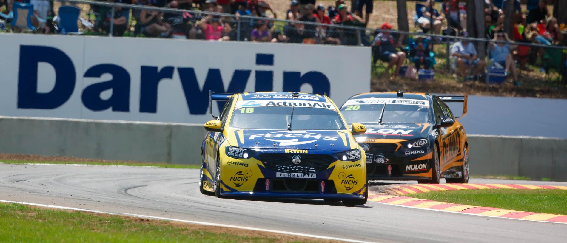 Action at the Darwin Supercars at Hidden Valley. Picture: GLENN CAMPBELL