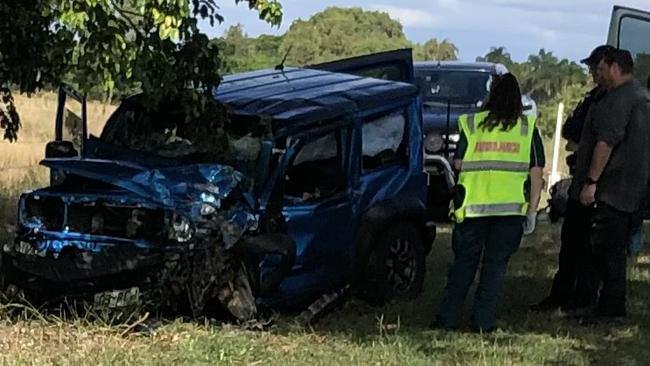 Paramedics are assessing a young woman after her 4WD left the road and collided with a tree at Bargara.Emergenyc crews were called to the scene of the crash at Seaview Rd, near its intersection with Watsons Rd, about 12.20pm.