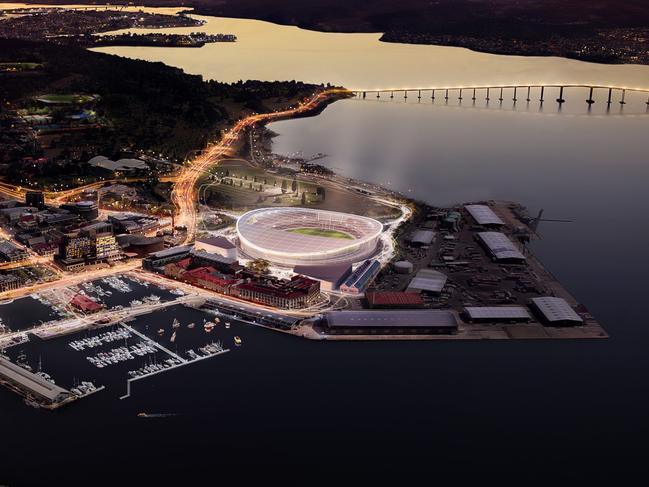 Designs of what Hobart’s new AFL stadium at Macquarie Point could look like. Images supplied by AFL