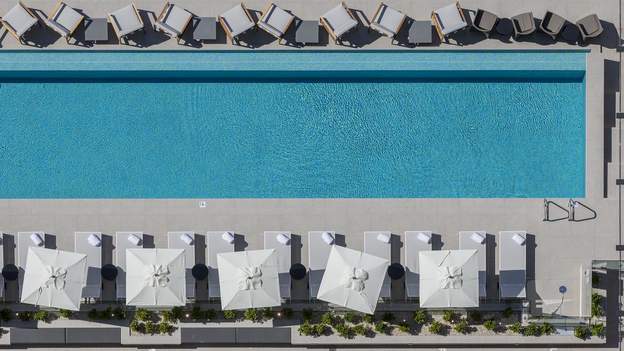 The Next Hotel pool area where quests were allowed minimal time to stretch their legs. Picture: supplied