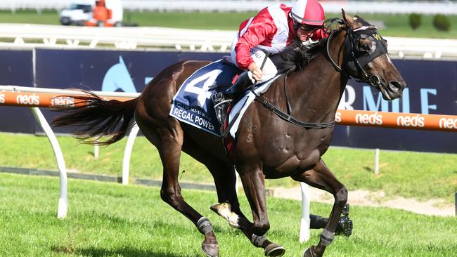 The 2020 All-Star Mile winner Regal Power can post a second-up win in the Group 1 Makybe Diva Stakes at Flemington. Picture: AAP