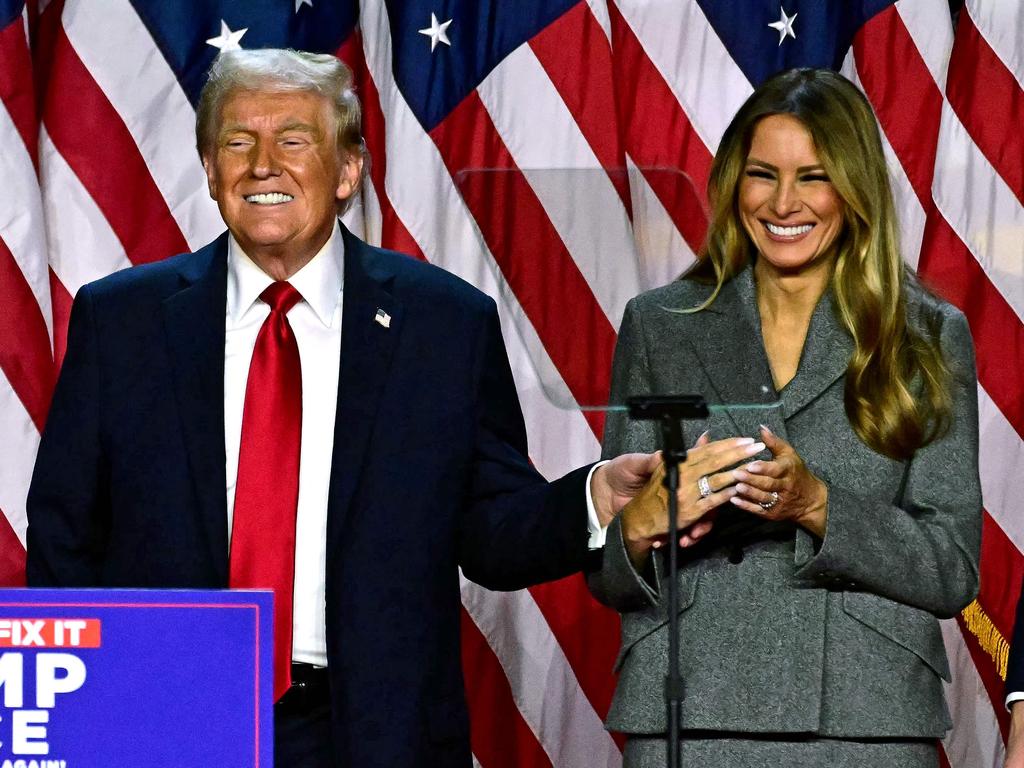 Donald and Melania Trump were all smiles after his remarkable victory. Picture: Jim Watson/AFP