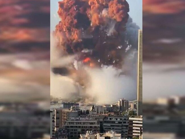 An enormous explosion in Beirut. Picture: Twitter/Borzou